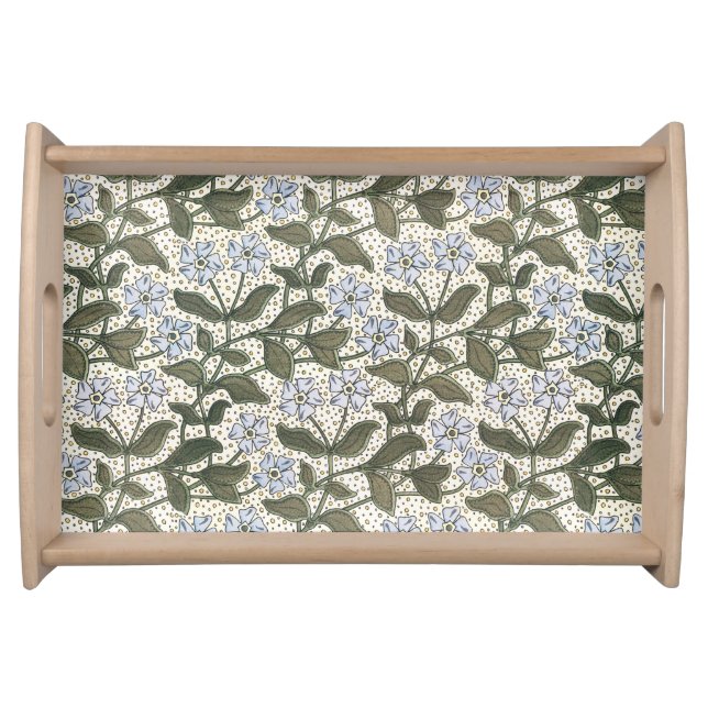 Summer Periwinkle Flower Art Nouveau Botanical Serving Tray (Front)