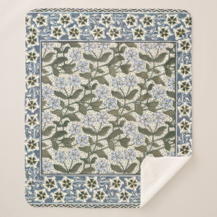 Summer Periwinkle Flower Art Nouveau Botanical Sherpa Blanket