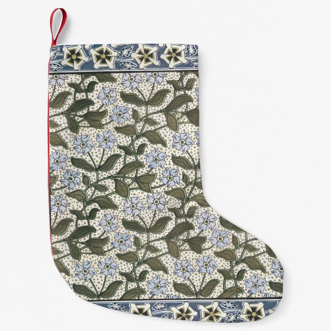 Summer Periwinkle Flower Art Nouveau Botanical Small Christmas Stocking (Front)