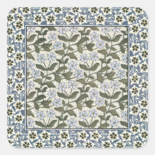 Summer Periwinkle Flower Art Nouveau Botanical Square Sticker