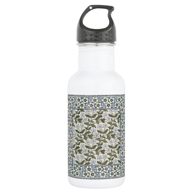 Summer Periwinkle Flower Art Nouveau Botanical Stainless Steel Water Bottle (Front)