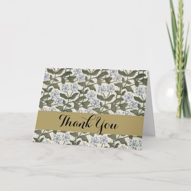 Summer Periwinkle Flower Art Nouveau Botanical Thank You Card (Front)