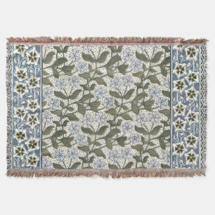Summer Periwinkle Flower Art Nouveau Botanical Throw Blanket