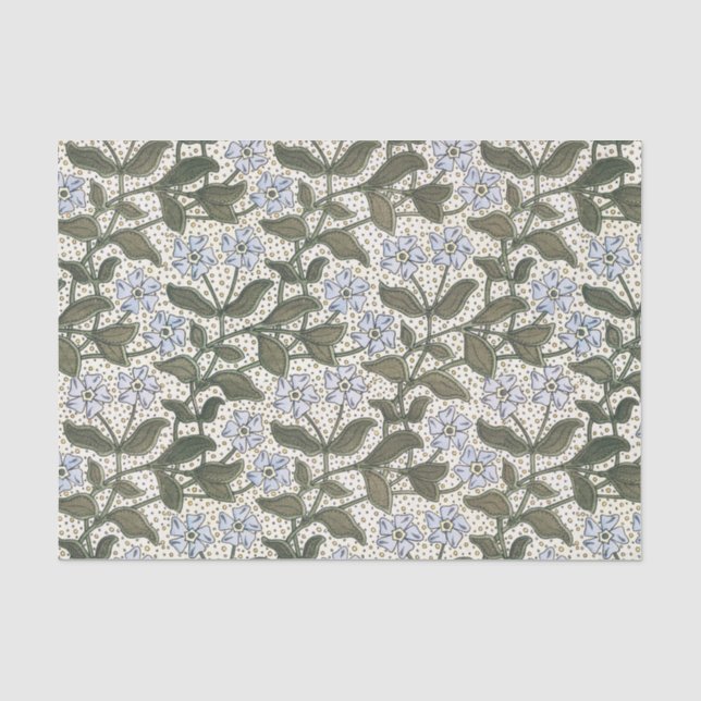 Summer Periwinkle Flower Art Nouveau Botanical Tissue Paper (Front)