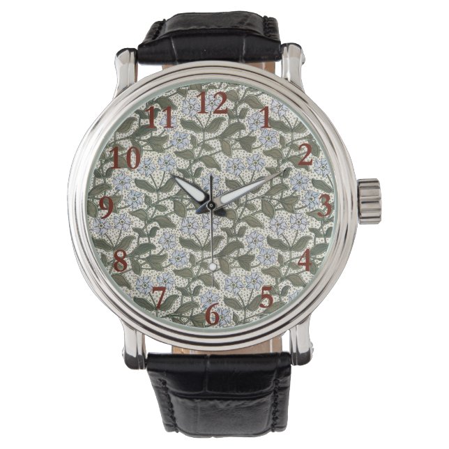 Summer Periwinkle Flower Art Nouveau Botanical Watch (Front)