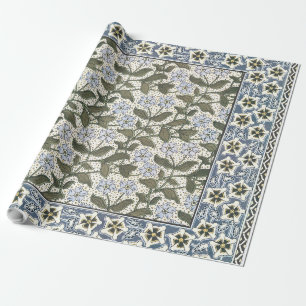 Summer Periwinkle Flower Art Nouveau Botanical Wrapping Paper