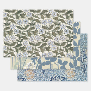 Summer Periwinkle Flower Art Nouveau Botanical Wrapping Paper Sheets