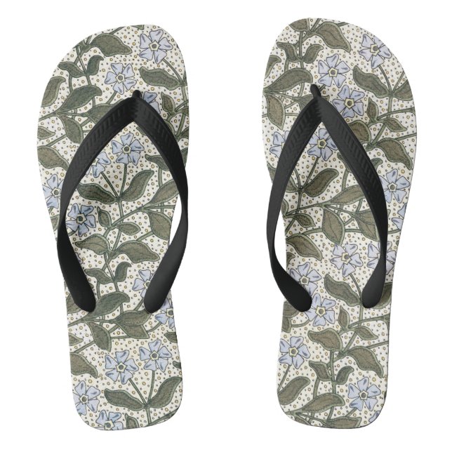 Summer Periwinkle Flower Pretty Elegant Floral Flip Flops (Footbed)
