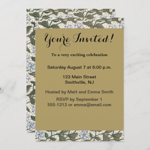 Summer Periwinkle Flower Pretty Elegant Floral Invitation