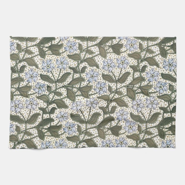 Summer Periwinkle Flower Pretty Elegant Floral Kitchen Towel (Horizontal)