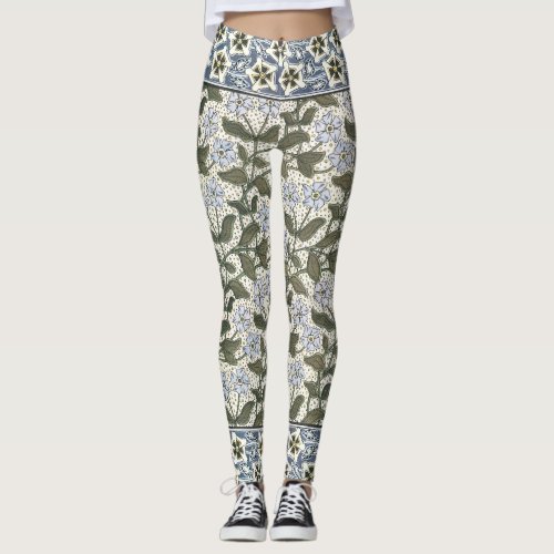 Summer Periwinkle Flower Pretty Elegant Floral Leggings