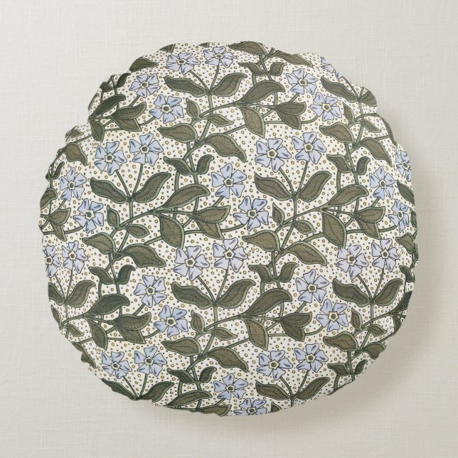 Summer Periwinkle Flower Pretty Elegant Floral Round Pillow (Front)