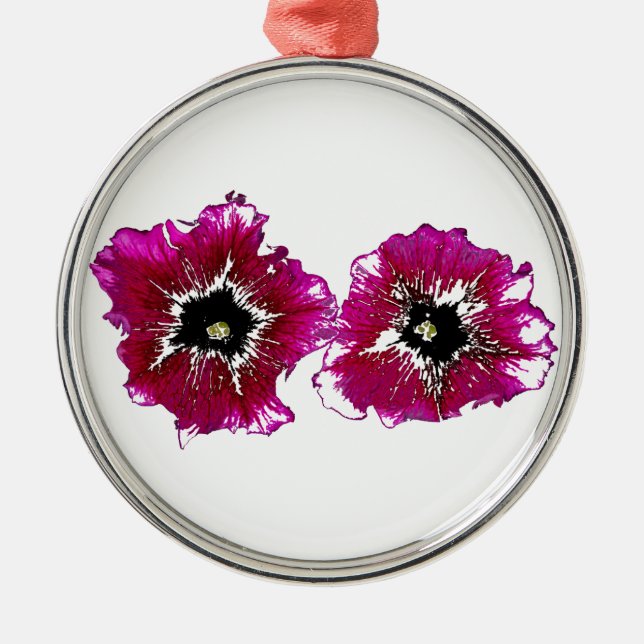 Summer Petunias Metal Ornament (Front)