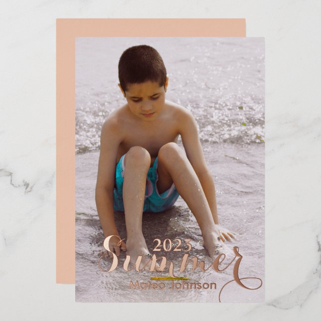 Summer Photo Gold Bold Pressed  Foil  Invitation (Front/Back)