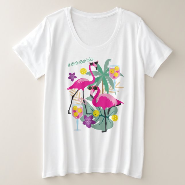 Summer Pickleball 🤩Tropical party plus size Plus Size T-Shirt (Design Front)