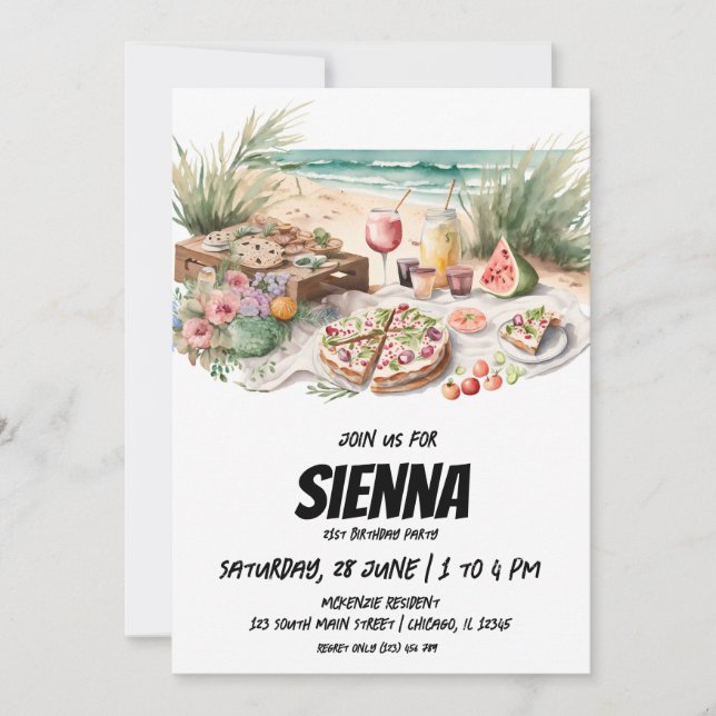 Summer Picnic at the beach Invitation (Front)