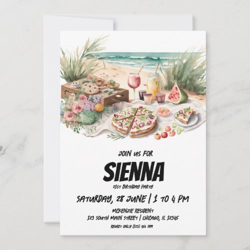 Summer Picnic at the beach Invitation