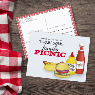 Summer Picnic Barbeque Family Reunion Hamburger Postcard