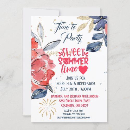 Summer Picnic Barbeque Party Invitation