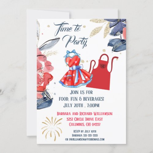 Summer Picnic Barbeque Party  Invitation