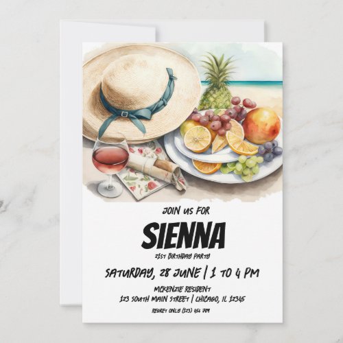 Summer Picnic beach hat Invitation