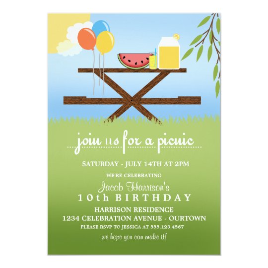 summer picnic birthday party invitations zazzle com