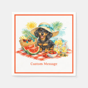 Summer Picnic Cute Dachshund Puppy Dog Personalize Napkins