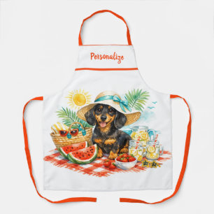 Summer Picnic Dachshund Puppy Dog Personalized Apron