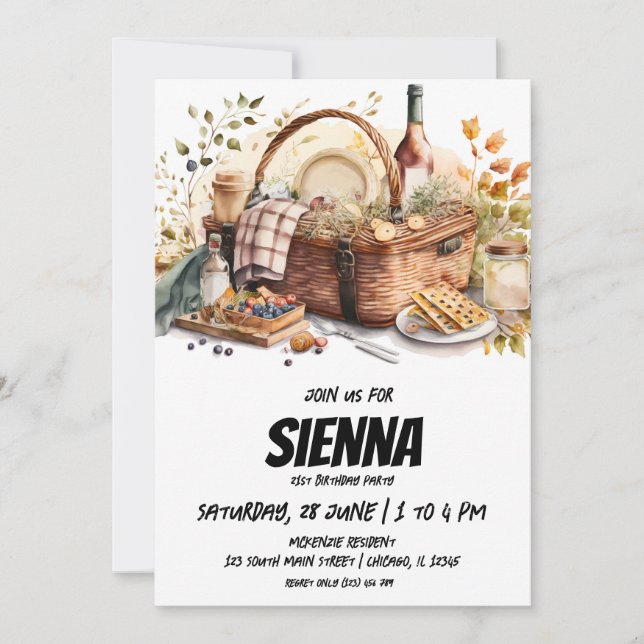 Summer Picnic European style Invitation (Front)