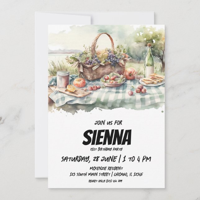 Summer Picnic farm view Invitation (Front)