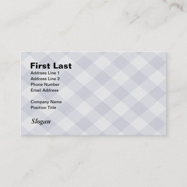 Summer Picnic Gingham Checkered Tablecloth: Blue Business Card (Front)