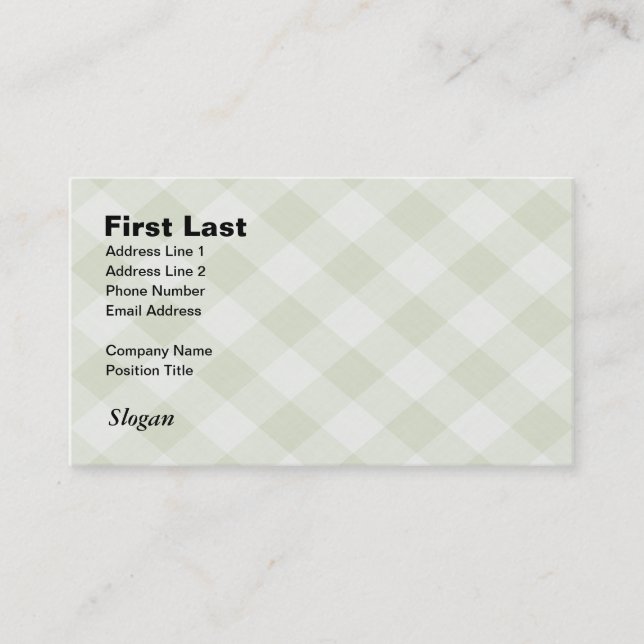 Summer Picnic Gingham Checkered Tablecloth: Green Business Card (Front)