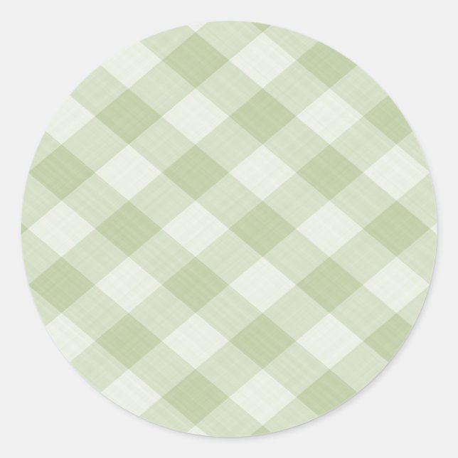 Summer Picnic Gingham Checkered Tablecloth: Green Classic Round Sticker (Front)