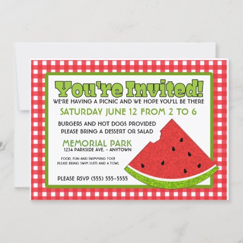 Summer Picnic Personalized Invitation