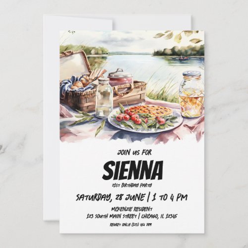 Summer Picnic lake view Invitation