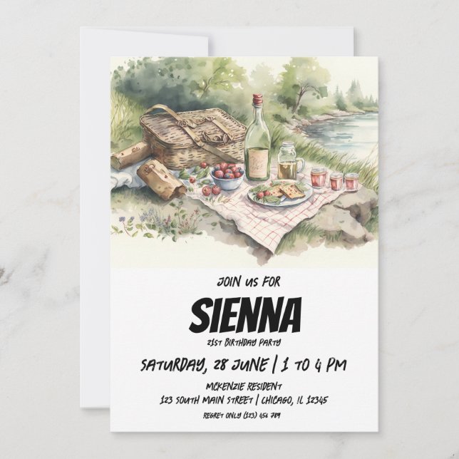 Summer Picnic lake view Invitation (Front)