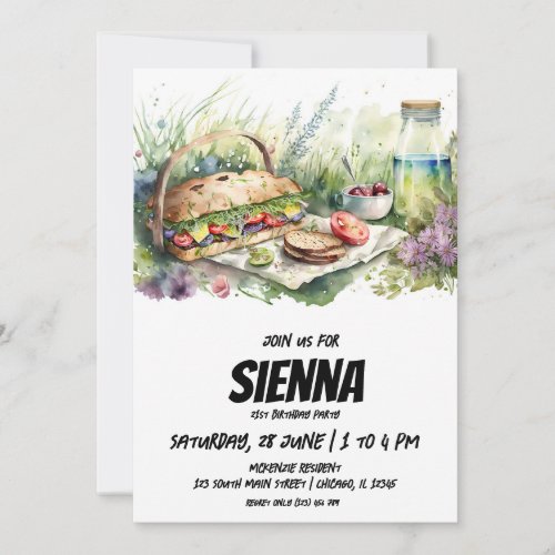 Summer Picnic meadow field view Invitation