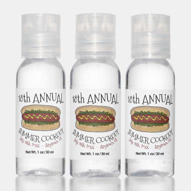 Summer Picnic Party Family Reunion Cookout Hot Dog Hand Sanitizer (Set)