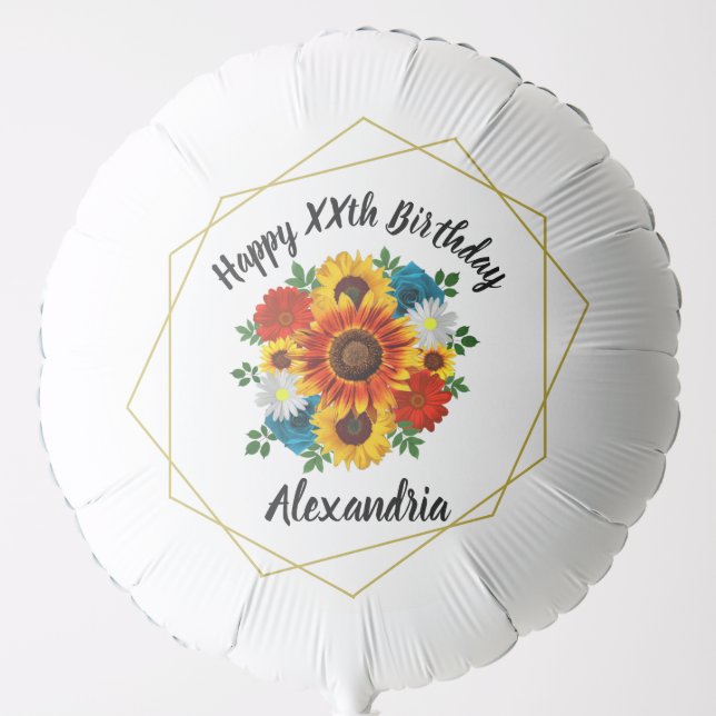 Summer Picnic Party Geometric Floral Balloon (Front)