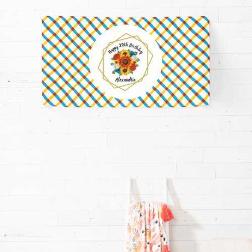 Summer Picnic Party Geometric Floral Banner