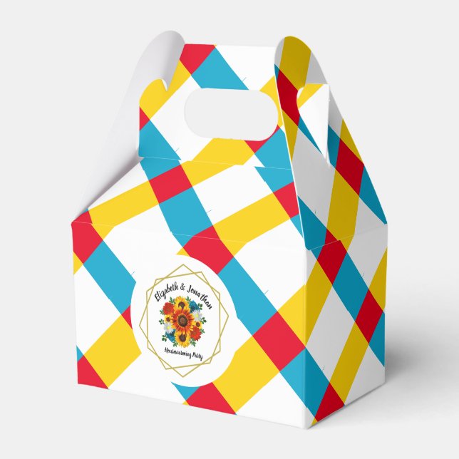 Summer Picnic Party Geometric Floral Favor Boxes (Front Side)