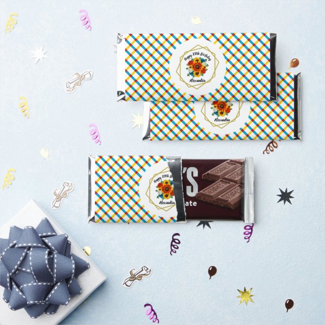 Summer Picnic Party Geometric Floral Hershey Bar Favors (Front)