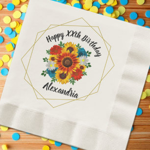 Summer Picnic Party Geometric Floral Napkins