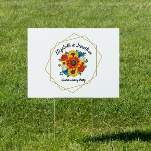 Summer Picnic Party Geometric Floral Sign
