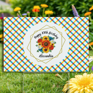 Summer Picnic Party Geometric Floral Sign