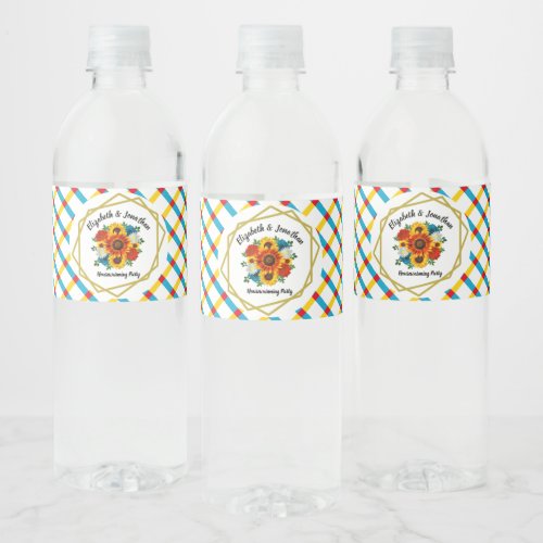 Summer Picnic Party Geometric Floral Water Bottle Label