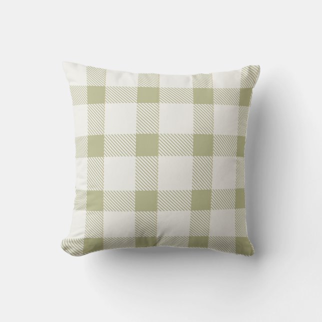 Summer picnic plaid cotton throw pillow (Front)