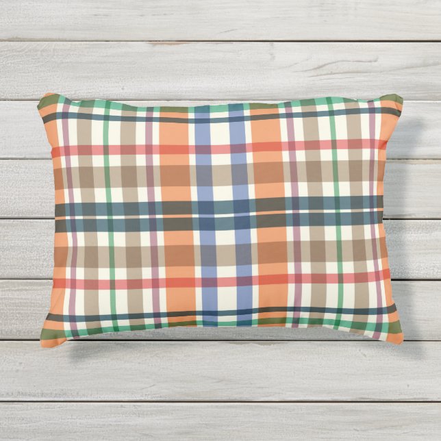 Summer Picnic Plaids Outdoor Pillow (Front)