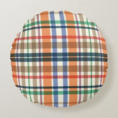 Summer Picnic Plaids Round Pillow