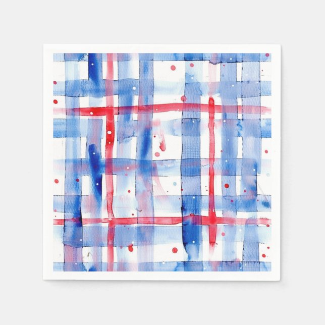 Summer Picnic Red White Blue BBQ Garden Party Napkins (Front)